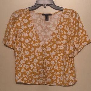 Forever 21 Yellow Floral Button Up